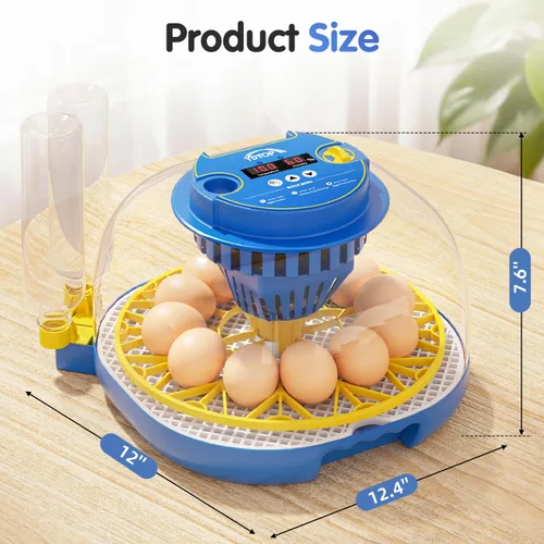 Miniatura 7 de Incubadoras de huevos de gallina para incubar huevos, incubadora de 12 huevos con giro automático de huevos y control de humedad, incubadoras
