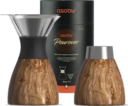 Miniatura 10 de asobu Cafetera de Vertido Aislada (32 oz.) Vacío de Doble Pared, Filtro de Acero Inoxidable y Jarra para Llevar (Borgoña)