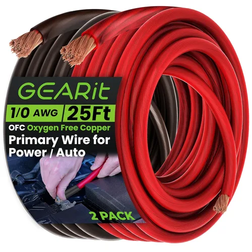 Miniatura 12 de GEARit Cable de tierra de cobre libre de oxígeno OFC calibre 1/0 (25 pies - Rojo translúcido) 0 AWG - Cable automotriz principal de Alambre