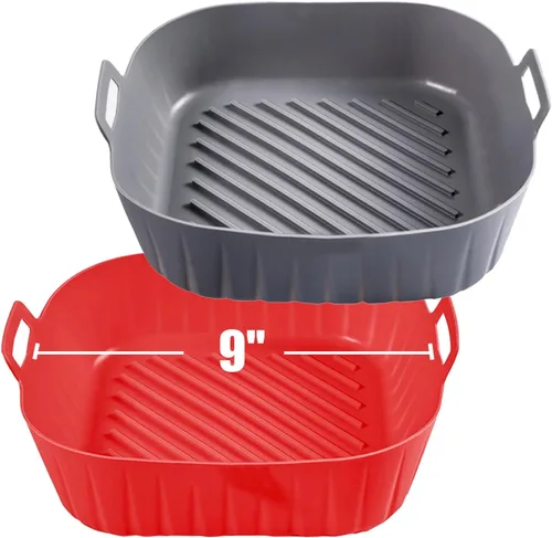 Miniatura 11 de Golden Associate Forros cuadrados de silicona para freidora de aire de 8 a 8.5 pulgadas, 2 unidades, antiadherentes, de grado alimenticio