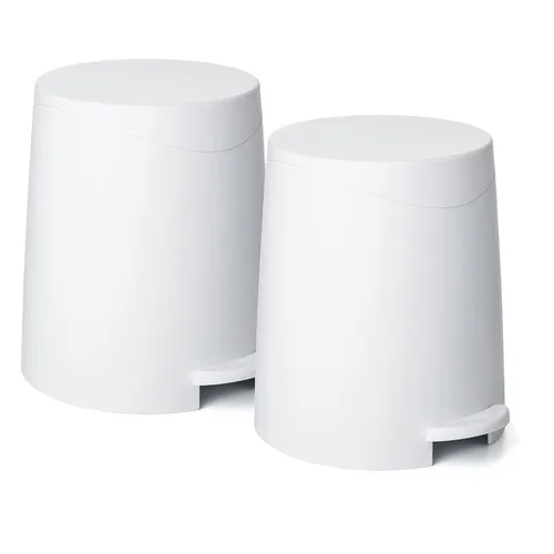 Miniatura 11 de Superio MIni - Cubo de basura con tapa de 3 litros, color gris, mini cubo de basura de plástico de 0.75 galones, moderno bote de basura con pedal