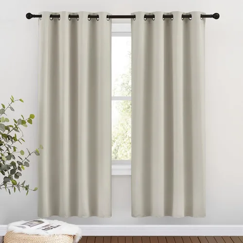 NICETOWN - Tratamientos naturales para ventanas opacas para dormitorio - Cortinas térmicas con ojales para oscurecimiento de habitación, cortinas y