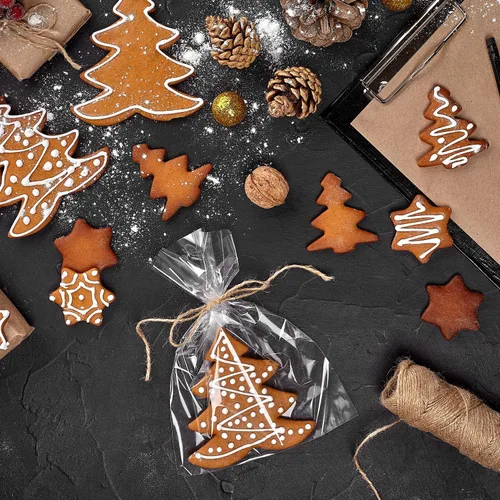 Miniatura 4 de Bolsas de celofán transparente de 5 x 7 pulgadas, 200 bolsas de plástico OPP con 200 lazos giratorios para envolver regalos, embalaje de dulces
