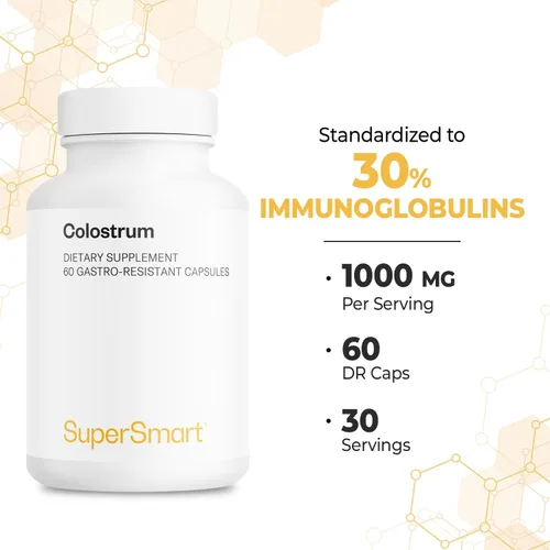 Miniatura 5 de Supersmart - Calostro 1000 mg - 30% IgG - Puede ayudar con la fatiga - Refuerzo del sistema inmunológico Sin OMG y sin gluten - 60 cápsulas DR