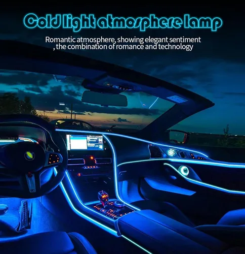 Miniatura 2 de El - Tira de luces LED de neón para auto, tira de luces LED para interior y exterior de automóvil, cable frío de 12 V para decoración