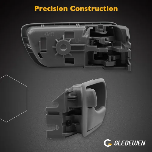 Miniatura 3 de Gledewen Manija de puerta interior delantera trasera izquierda lado del conductor con botón de bloqueo de puerta, manija interior gris, compatible