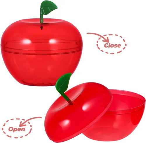 Miniatura 4 de ARTIBETTER Recipiente de regalo rojo, 8 unidades de manzanas de plástico, cajas de dulces, cajas de regalo, adornos decorativos rellenables