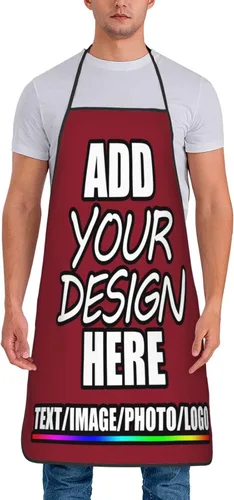 Miniatura 28 de Delantal personalizado personalizado para añadir nombre, foto, texto, logotipo, cocina ajustable para cocinero para hombres y mujeres