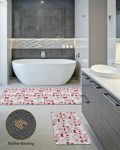 Miniatura 5 de Tapete de baño de Navidad para bañera, antideslizante, de secado rápido y absorbente, tierra de diatomeas, fregadero de ducha, tapete lavable