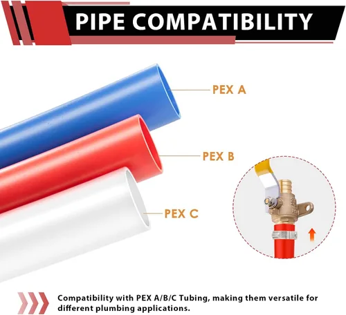 Miniatura 4 de EFIELD Válvula de bola de cierre de puerto completo de latón Pex de 1/2 pulgada con oreja, (VALVE023)
