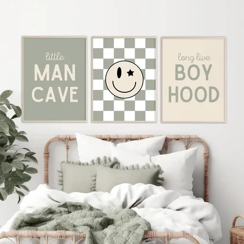 Miniatura 8 de Arte de pared para bebé niño, decoración deportiva para guardería, lienzo de animales de safari, arte de pared de bosque para habitación de bebé