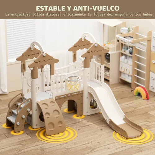 Miniatura 5 de XJD Tobogán 9 en 1 para niños pequeños, tobogán de selva con aro de baloncesto, túnel y espacio de almacenamiento, interior y exterior para niños