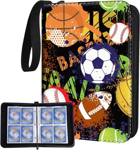 Miniatura 14 de Carpeta de Tarjetas de Béisbol y Fútbol con 480 Bolsillos y 60 Fundas Extraíbles, Carpeta Portátil para Tarjetas de Baloncesto y Deportes, Álbum