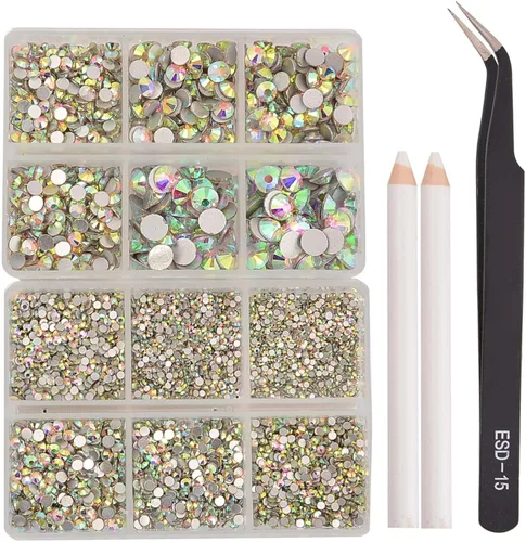 Miniatura 103 de NCB 288 diamantes de imitación de cristal redondos para arte de uñas, con parte trasera plana, para hacer accesorios de bricolaje, zapatos, ropa