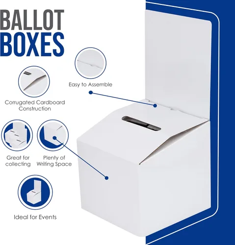 Miniatura 3 de ALBEN Urna blanca brillante de 6 x 6 x 6 pulgadas (paquete de 12) – Caja de boletos versátil para rifas, cajas de sugerencias y donaciones, cabecera