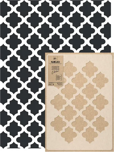 Miniatura 4 de NAKLEO Plantilla de pintura de pared de tamaño grande, 23.2 x 37.4 pulgadas, plantilla de plástico reutilizable marroquí Agadir, papel tapiz