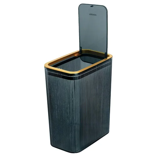 Miniatura 11 de Bote de basura transparente, cubos de basura de baño con tapas, bote de basura de 3.5 galones para dormitorio, oficina, cesta de basura delgada