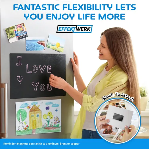Miniatura 3 de E•Werk - Rollo de cinta magnética - 3.3 pies / 3.3 ft - Tiras magnéticas extra gruesas y anchas con respaldo autoadhesivo fuerte - Fácil de cortar
