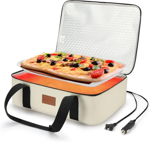 Porta alimentos eléctrico con calentador - Porta cacerolas grande para calentar comida para coche o camión, 12V/24V/110V, Termo para comida caliente