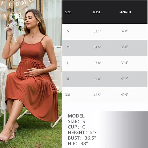 Miniatura 159 de GINKANA Vestido de maternidad sin mangas para mujer, con tirantes ajustables, vestido casual de verano para uso diario o baby shower