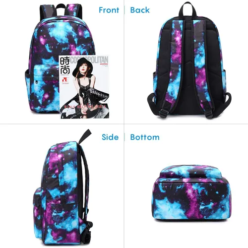 Miniatura 2 de Juego de mochila de lona impermeable Galaxy para laptop de 14 pulgadas, mochila escolar universitaria con lonchera y estuche para lápices