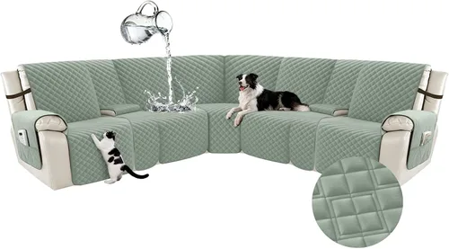 Miniatura 22 de Arfntevss Fundas para sofá seccional reclinable para sofá seccional en forma de L, funda antideslizante lavable para sofá reclinable con forma de L