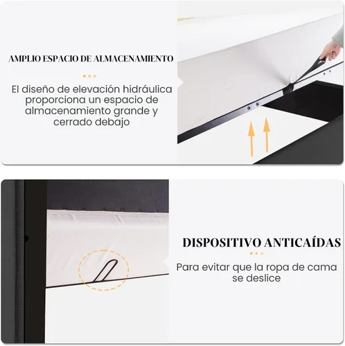 Miniatura 5 de SHA CERLIN Cama de Almacenamiento Elevable de Tamaño Completo/Cabecera Moderna Tipo Wingback/Marco de Cama Plataforma Tapizada/Almacenamiento Gris