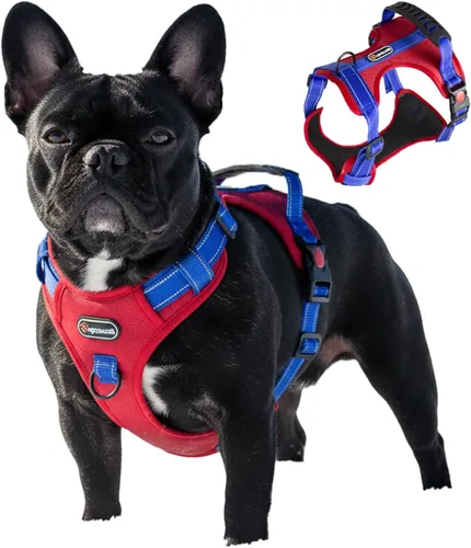 Miniatura 9 de Arnés táctico para perro de tamaño M sin tirones, con asa y ribete reflectante, arnés ajustable para el pecho con clips de correa delantera y Caqui