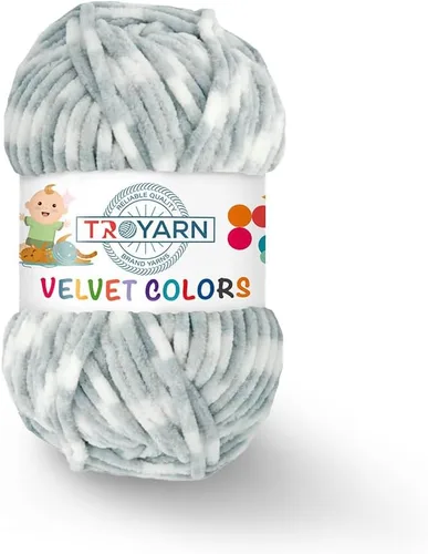 Miniatura 27 de TROYARN Hilo de lana de terciopelo en colores (paquete de 3 madejas) Chenille para manta Amigurumi, hilo para crochet y punto súper voluminoso 3x100