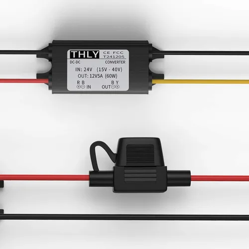 Miniatura 4 de Convertidor de 24 V a 12 V, convertidor descendente CC-CC, convertidor de voltaje de potencia de 5 A 60 W con fusible impermeable, transformador