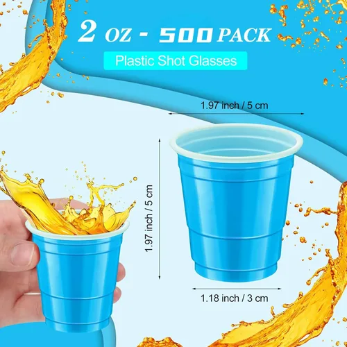 Miniatura 2 de 500 piezas Vasos de Chupito de Plástico Lake Bule de 2 onzas vasos de chupito azules Revelación de Género vasos de chupito desechables para beber