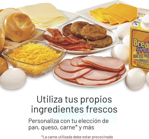 Miniatura 5 de Hamilton Beach Sandwichera doble para desayuno con temporizador, lista en 5 minutos, anillo para cocinar huevos antiadherente libre de PFAS, apto