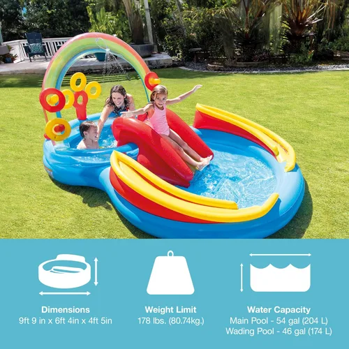 Miniatura 2 de Intex Hinchable, diseño de arcoíris anillo centro de juego, 117" x 76" x 53," para edades entre 2 + 2-Multicolor