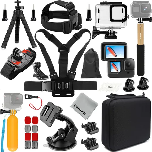 Kit de accesorios con funda impermeable para GoPro Hero 11/Hero 10/Hero 9 negro, juego de accesorios de video para cámara de acción esencial