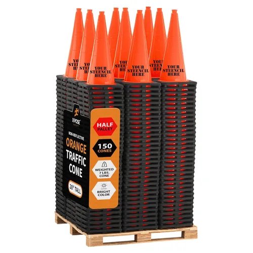 Miniatura 56 de Xpose Safety Cono de tráfico verde lima de 28 pulgadas, paquete de 4, cono de seguridad de PVC de alta calidad para estacionamiento, precaución