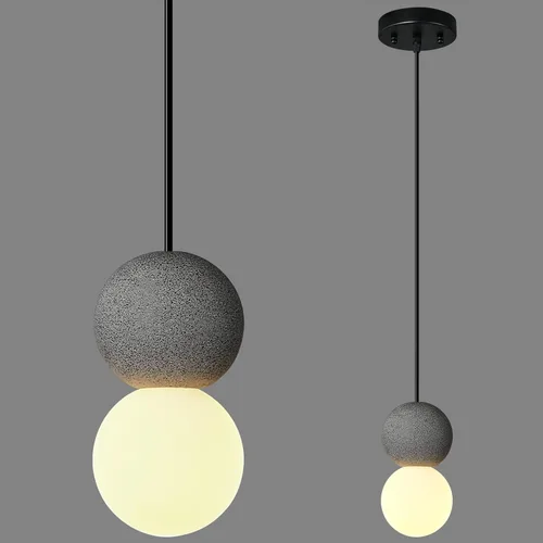 Miniatura 12 de Lámpara colgante con hormigón y metal negro lineal moderno industrial colgante de cemento colgante iluminación isla de cocina para dormitorio