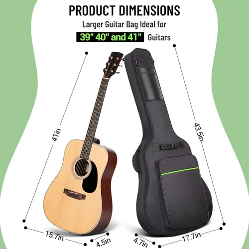 Miniatura 7 de CAHAYA Funda para Guitarra Acústica con Acolchado de 0.35 Pulgadas de Grosor para Guitarras Acústicas de 40 41 42 Pulgadas Impermeable con Correa