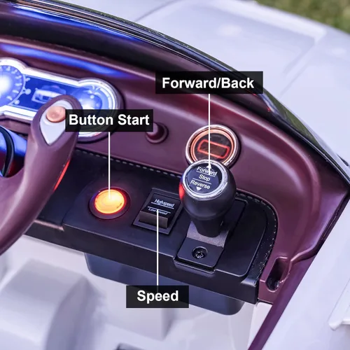 Miniatura 6 de SEHOMY - Auto blanco eléctrico para niños de 12 V con control remoto para padres, autos con licencia Bentley para niños, auto de juguete para niños