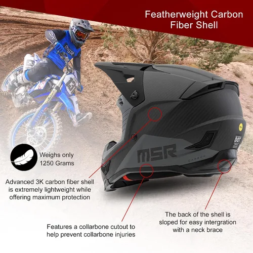Miniatura 3 de MSR Casco de motocross hexagonal de carbono, motocross con MIPS