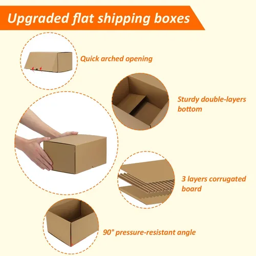 Miniatura 3 de HORLIMER - Cajas de envío de 10 x 7 x 5 pulgadas, conjunto de 20, caja de cartón corrugado marrón para envío postal de documentación