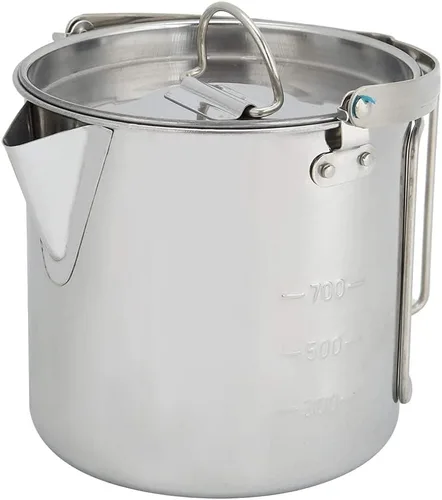 TOPINCN Olla de acero inoxidable utensilios de cocina portátil colgante olla de agua hervidor de agua al aire libre camping senderismo cafetera