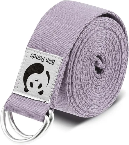 Miniatura 14 de Correa de yoga Slim Panda para estiramiento, Correa de yoga de algodón con hebilla ajustable en forma de D, Correa de yoga no elástica para pilates