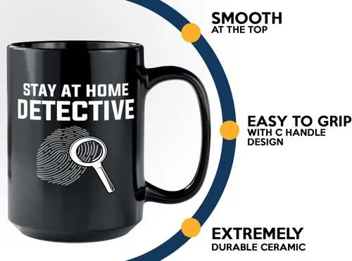 Miniatura 5 de Taza de café detective de 15 onzas, color negro, manténgase en casa - Oficial de policía policía patrulla detective sheriff aplicación de la ley