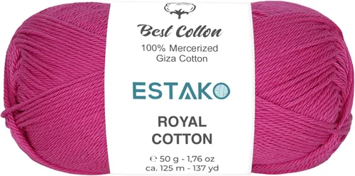 Miniatura 47 de Estako Algodón Royal, 100% hilo de algodón giza mercerizado, suave, súper fino 1 para ganchillo y tejer, 1.76 onzas (50g) / 137 yardas (125m)