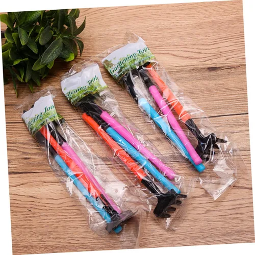 Miniatura 5 de Set of 3 Mini Garden Tools Compact Rake Shovel Trowel Durable Plastic Handles Ideal for Indoor Planting Bonsai Care
