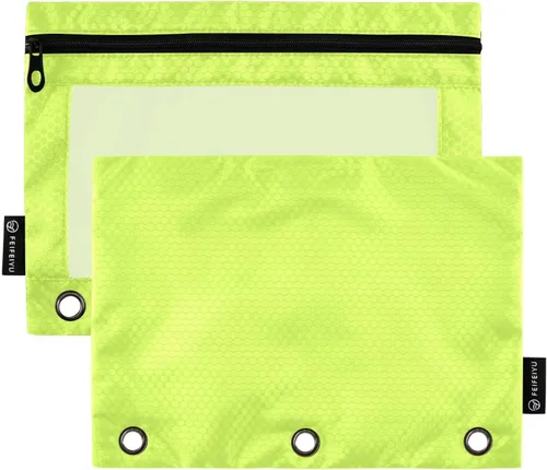 Miniatura 11 de Gredecor Estuche para lápices con 3 anillos con cremallera negra, paquete de 2 unidades, organizador de carpetas transparentes para ventana escolar