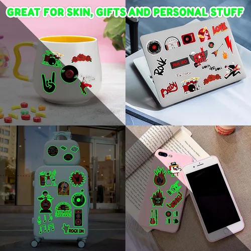 Miniatura 6 de 8 hojas (96 unidades) de tatuajes de rock n roll temporales con temática de rock para decoración de fiesta de cumpleaños, suministros de fiesta