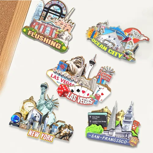 Miniatura 4 de Imán de madera para nevera, diseño de Las Vegas, diseño 3D, para viajes, coleccionables, recuerdos, decoración hecha a mano