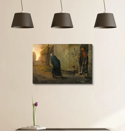 Miniatura 2 de wall26 - Waiting by Jean-Francois Millet - Lienzo impreso para pared, reproducción de pintura famosa - 12 x 18 pulgadas