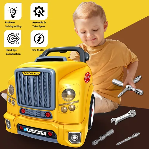 Miniatura 5 de MUGEYMYD Juguete de Motor de Camión Grande para Niños de 3-5 Años, Vehículo de Motor Desmontable de Juego de Simulación con Luz y Sonido, Set